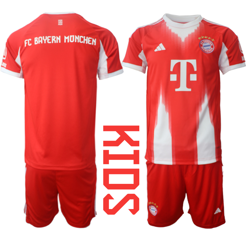 Youth 2025-2026 Club Bayern Munich home red Blank Soccer Jersey->youth soccer jersey->Youth Jersey